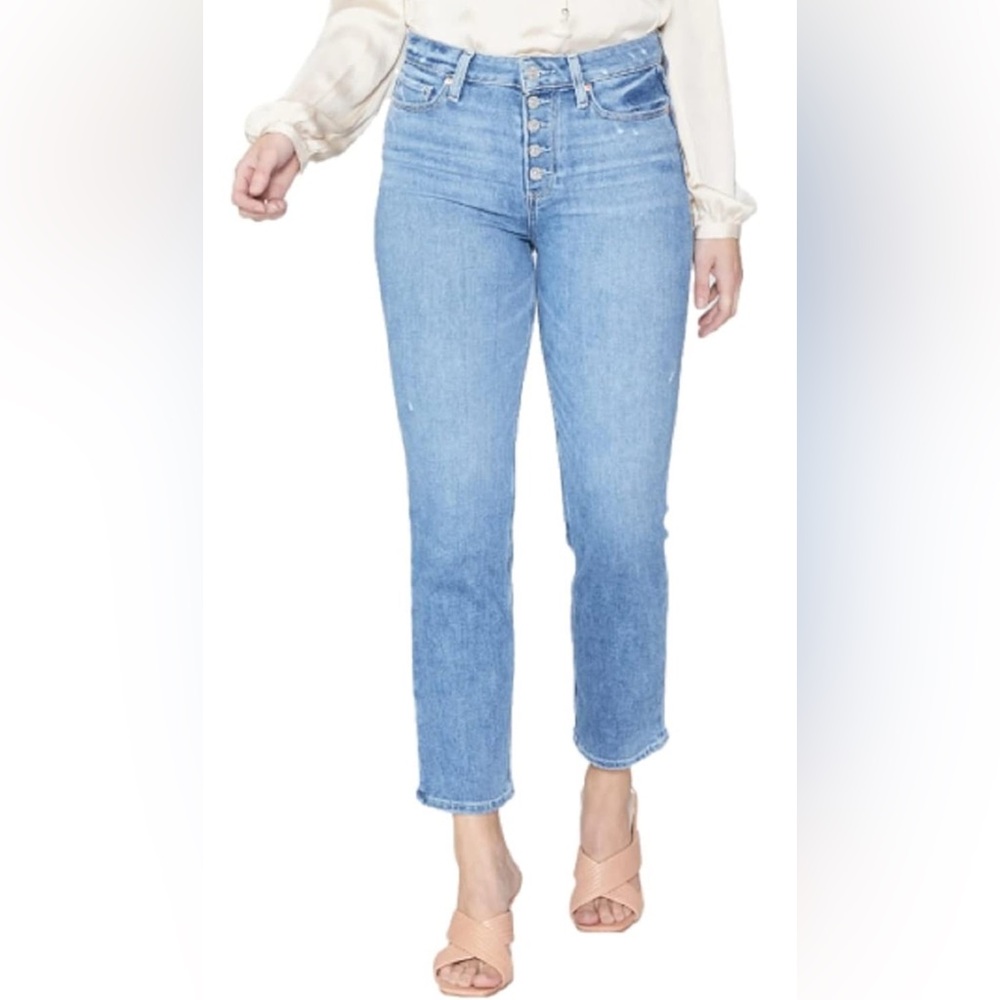 Women's Blue High-Waisted Jeans - Paige denim Cindy crop straight sz 33